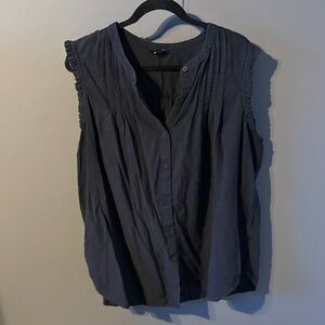 Women's Sleeveless Button-Up Blouse - Dark Gray
